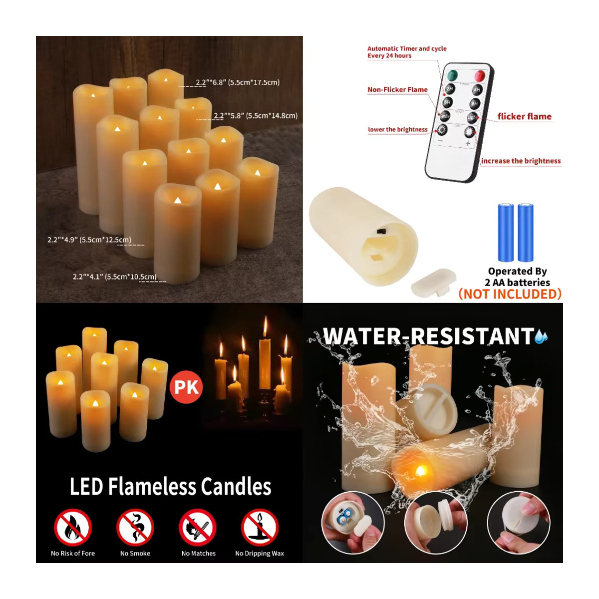 Elektrische LED Teelichter mit Flackereffekt und Timer in Weiß für Dekorationen zu Weihnachten, Halloween oder Hochzeiten - Bild 5