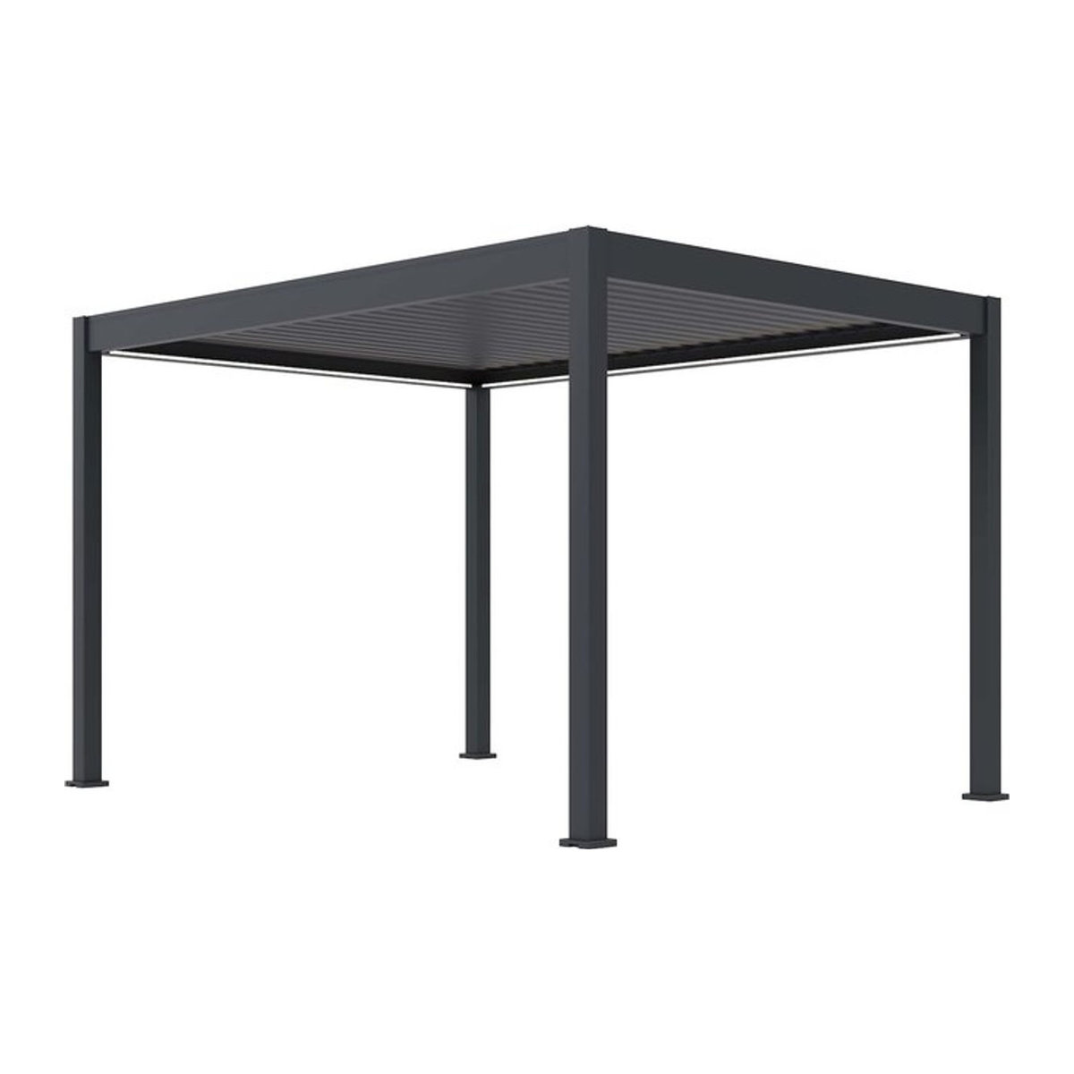 Elektrische Pergola aus Aluminium von Pergoline in Anthrazit mit einwandigen Lamellen, B/T: 400 x 300 cm - Bild 1