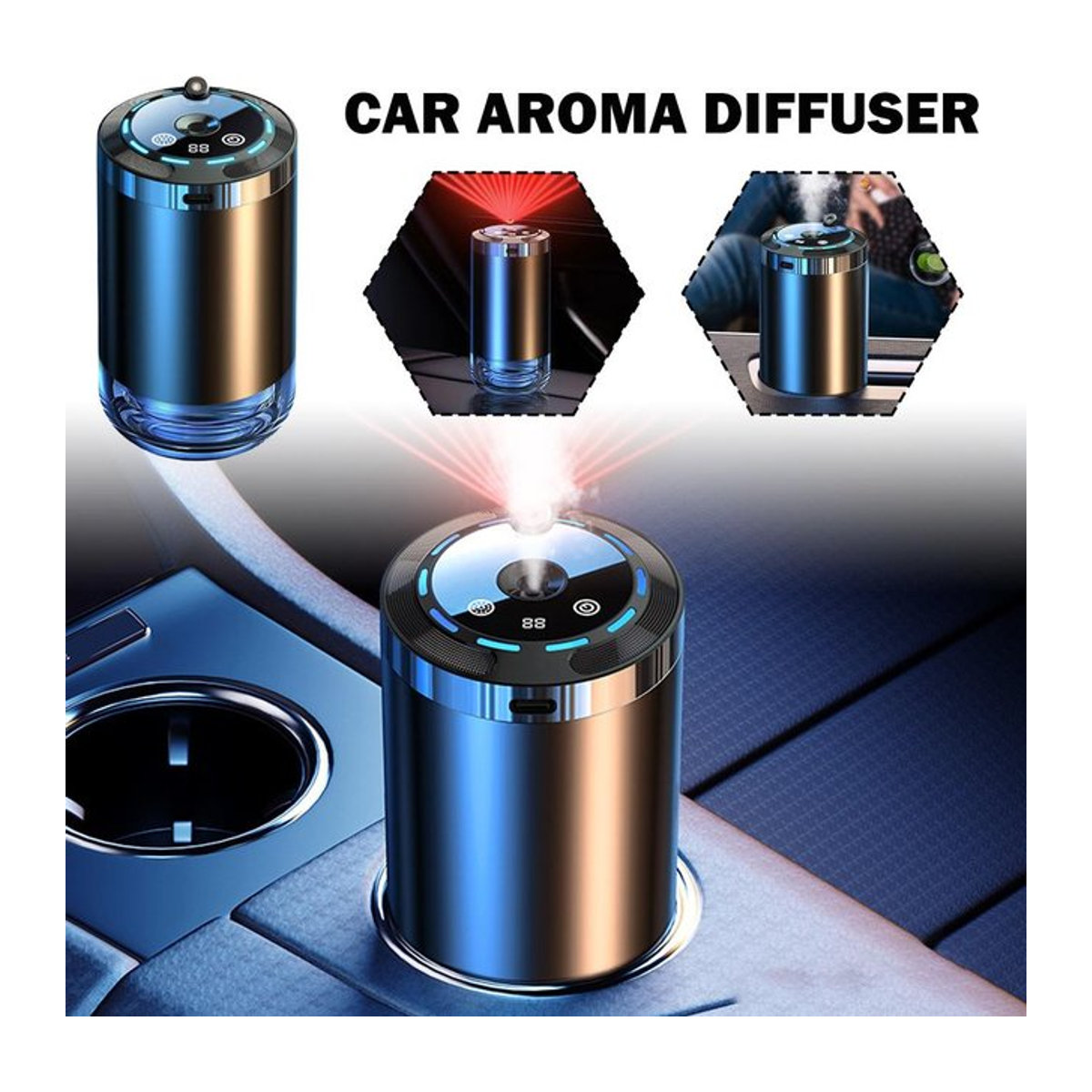 Elektrischer Aroma Diffusor und Luftbefeuchter mit Cool Mist Sprayer in Silber für Auto, Home, Schlafzimmer und Büro - Bild 1