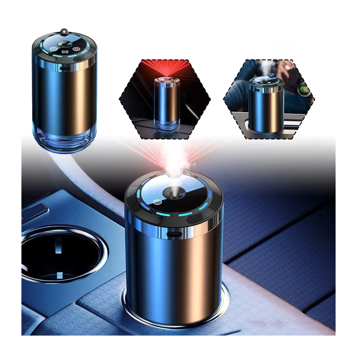 Elektrischer Aroma Diffusor und Luftbefeuchter mit Cool Mist Sprayer in Silber für Auto, Home, Schlafzimmer und Büro - Bild 6