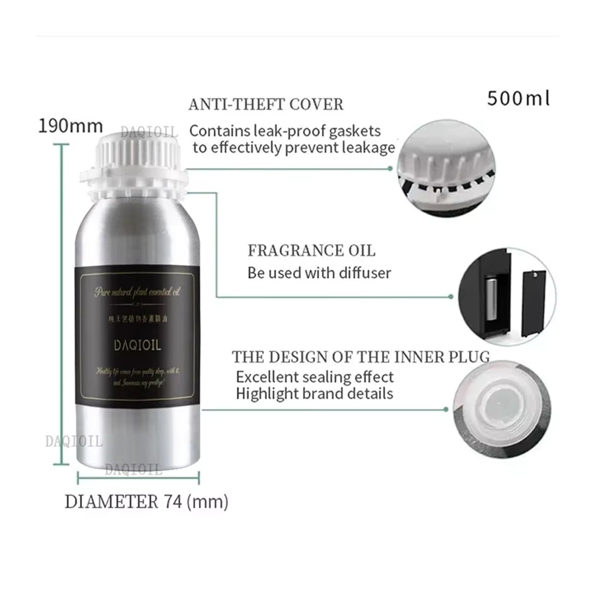 Elektrischer Aromaöl-Diffusor von IWP in Silber, 500 ml Lufterfrischer für ätherische Öle aus Metall - Bild 3