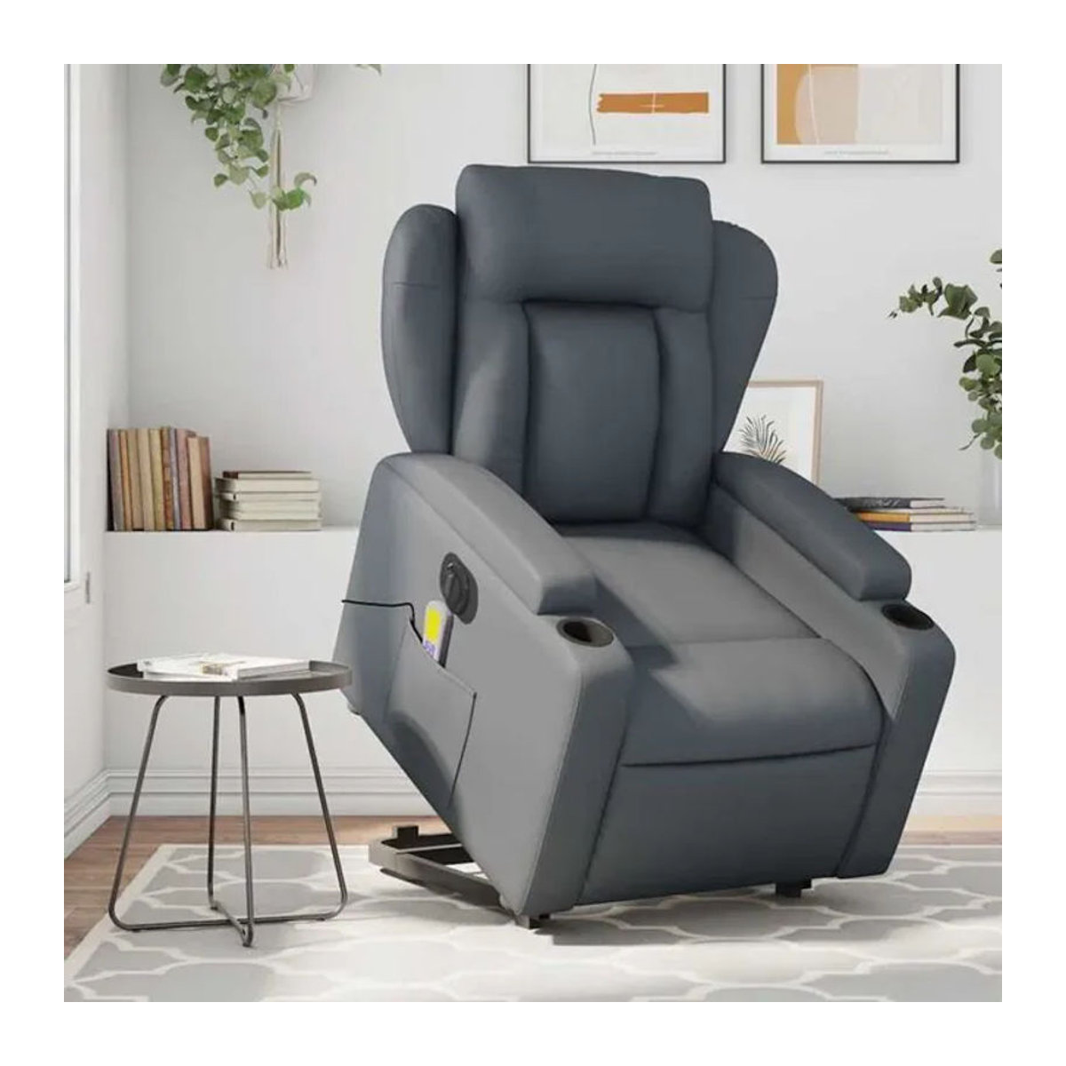 Elektrischer Massagesessel mit Aufstehhilfe von vidaxl in Grau aus Kunstleder - Bild 1