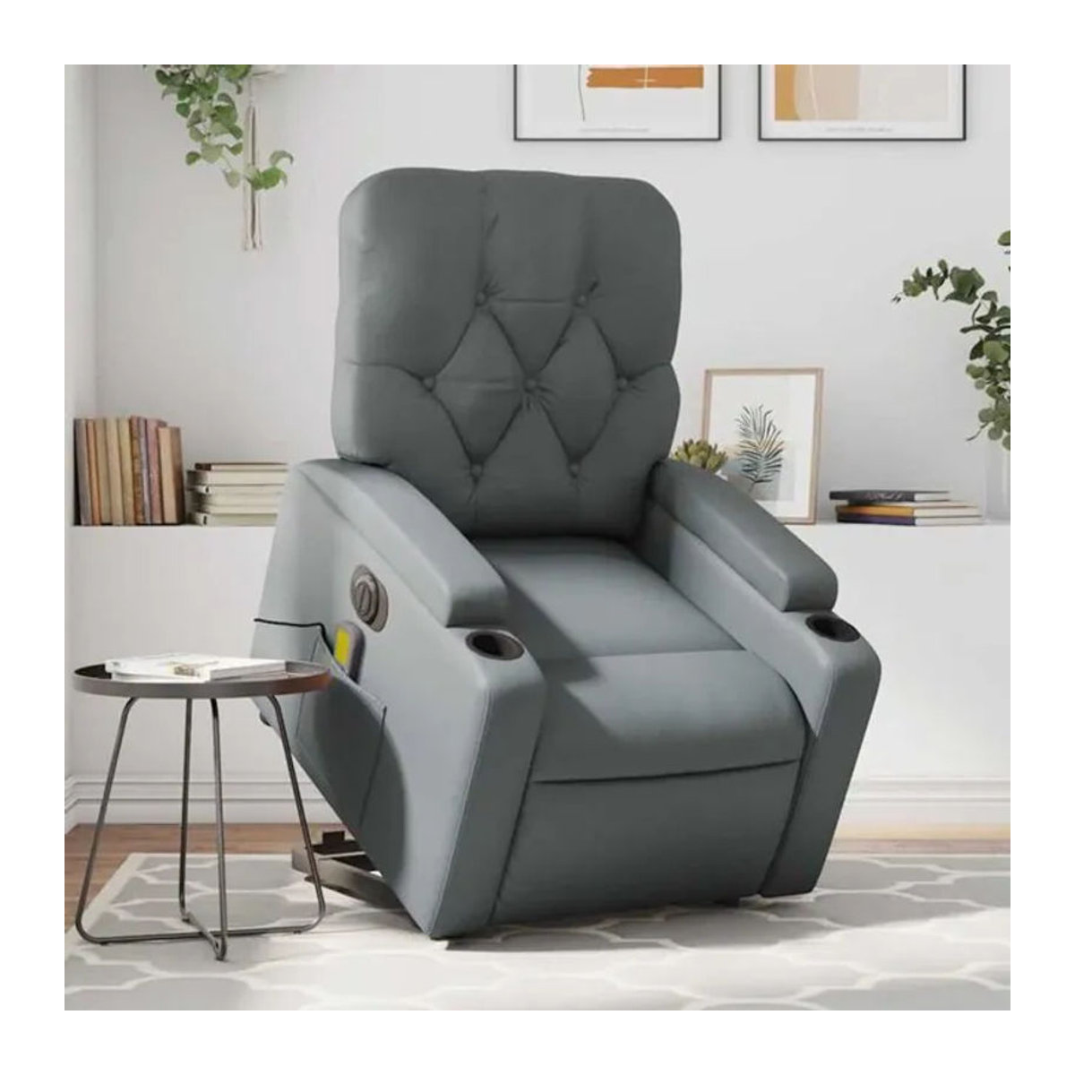 Elektrischer Massagesessel mit Aufstehhilfe von vidaxl in Grau aus Kunstleder und Metall - Bild 1
