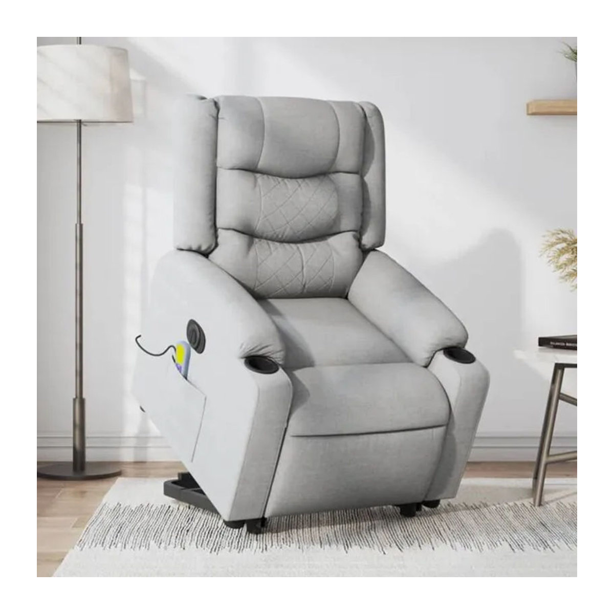 Elektrischer Massagesessel mit Aufstehhilfe von vidaxl in Grau aus Stoff und Metall - Bild 1