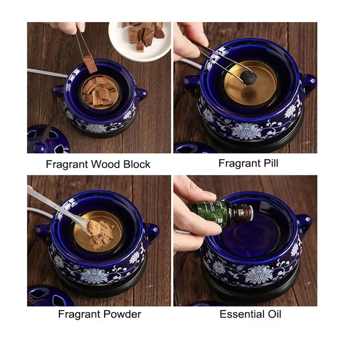 Elektrischer Weihrauchbrenner YXYMCF aus Keramik mit Timer und Temperaturregelung für Ätherische Öle und Oudh in Blau - Bild 5
