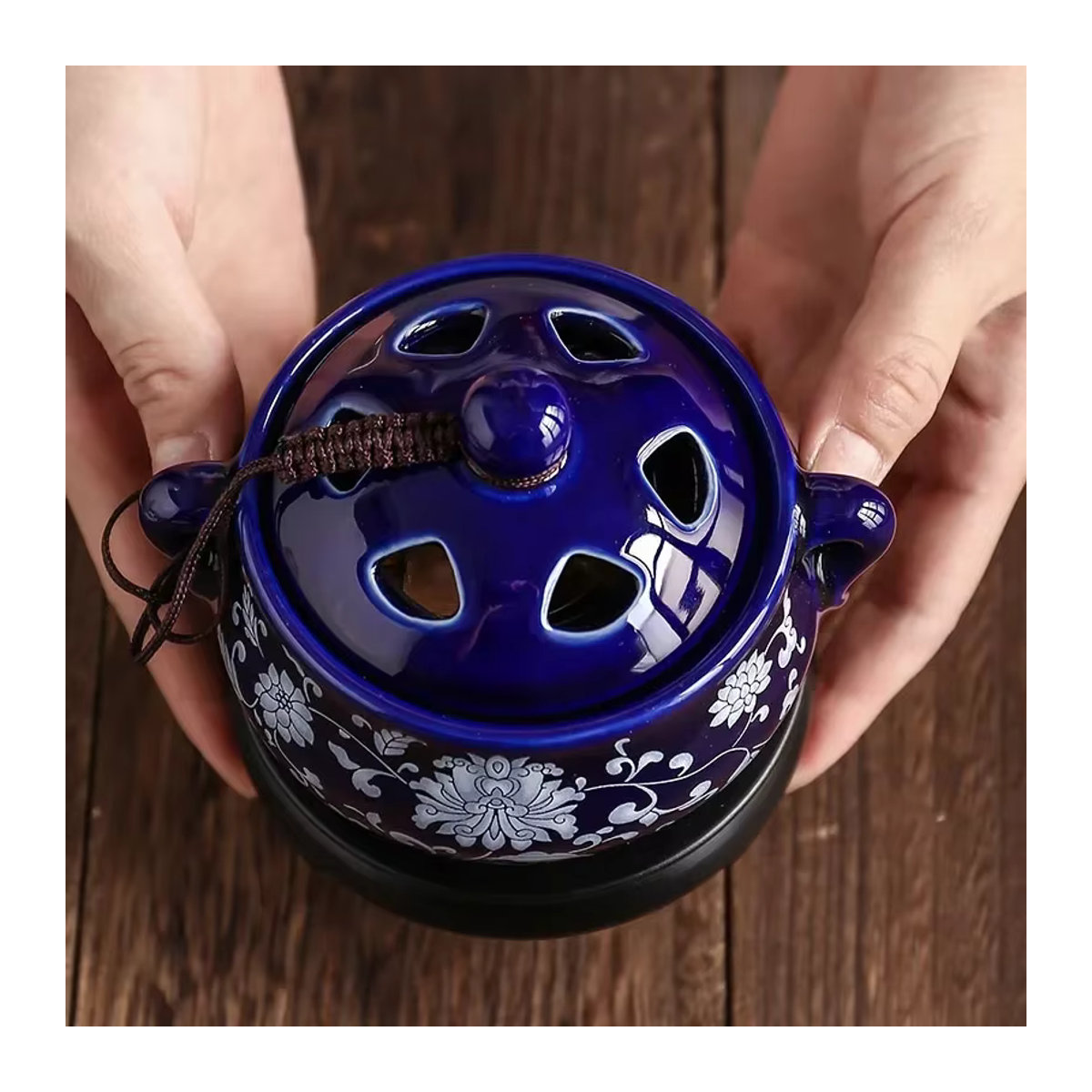 Elektrischer Weihrauchbrenner YXYMCF aus Keramik mit Timer und Temperaturregelung für Ätherische Öle und Oudh in Blau - Bild 6