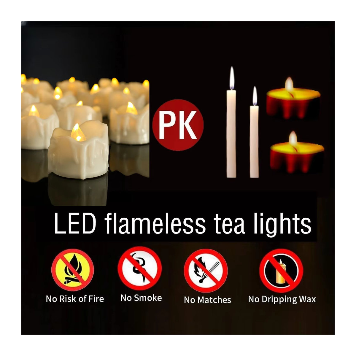 Elektrisches Tropfwachs-LED-Teelicht in Weiß mit Fernbedienung und Timer für Halloween und Weihnachten - Bild 2
