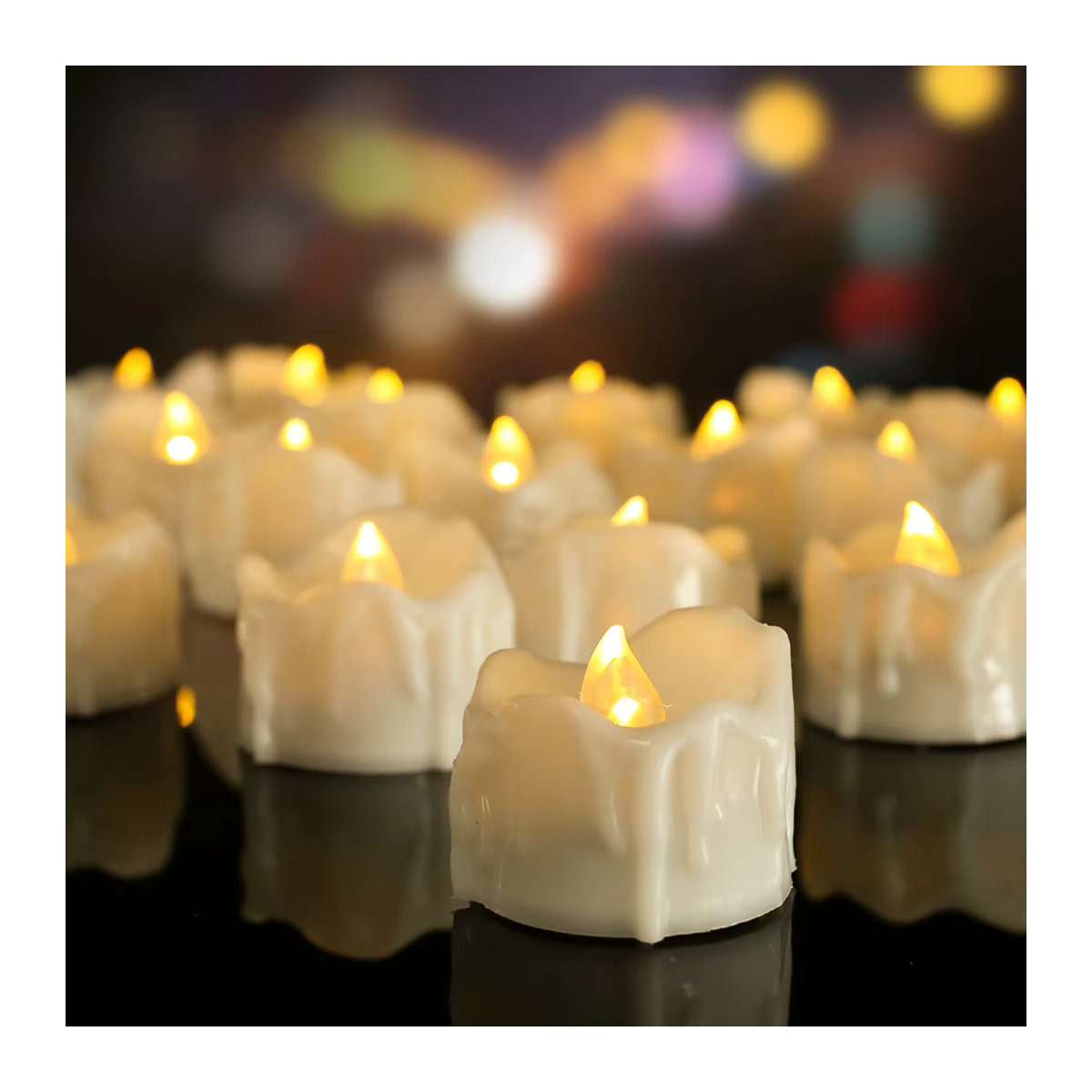 Elektrisches Tropfwachs-LED-Teelicht in Weiß mit Fernbedienung und Timer für Halloween und Weihnachten - Bild 3