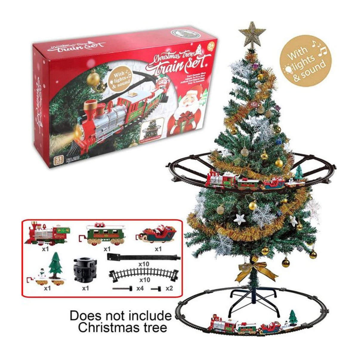 Elektrisches Weihnachts-Zugset für den Weihnachtsbaum, mehrfarbig, aus Kunststoff - Bild 1