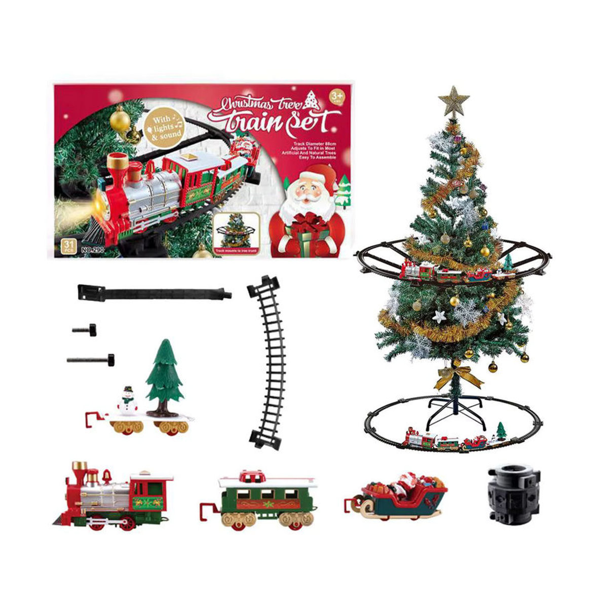 Elektrisches Weihnachts-Zugset für den Weihnachtsbaum, mehrfarbig, aus Kunststoff - Bild 2