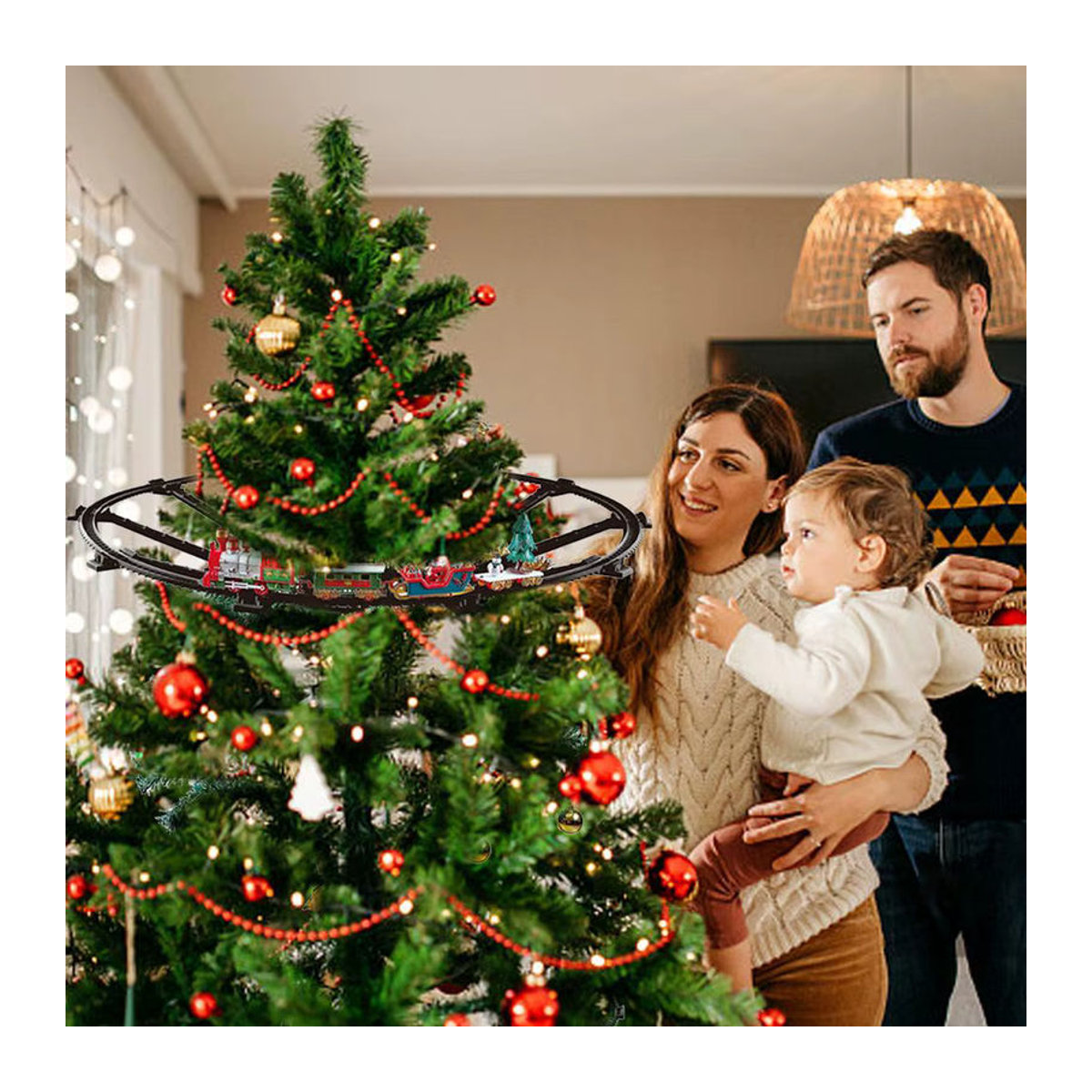 Elektrisches Weihnachts-Zugset für den Weihnachtsbaum, mehrfarbig, aus Kunststoff - Bild 3