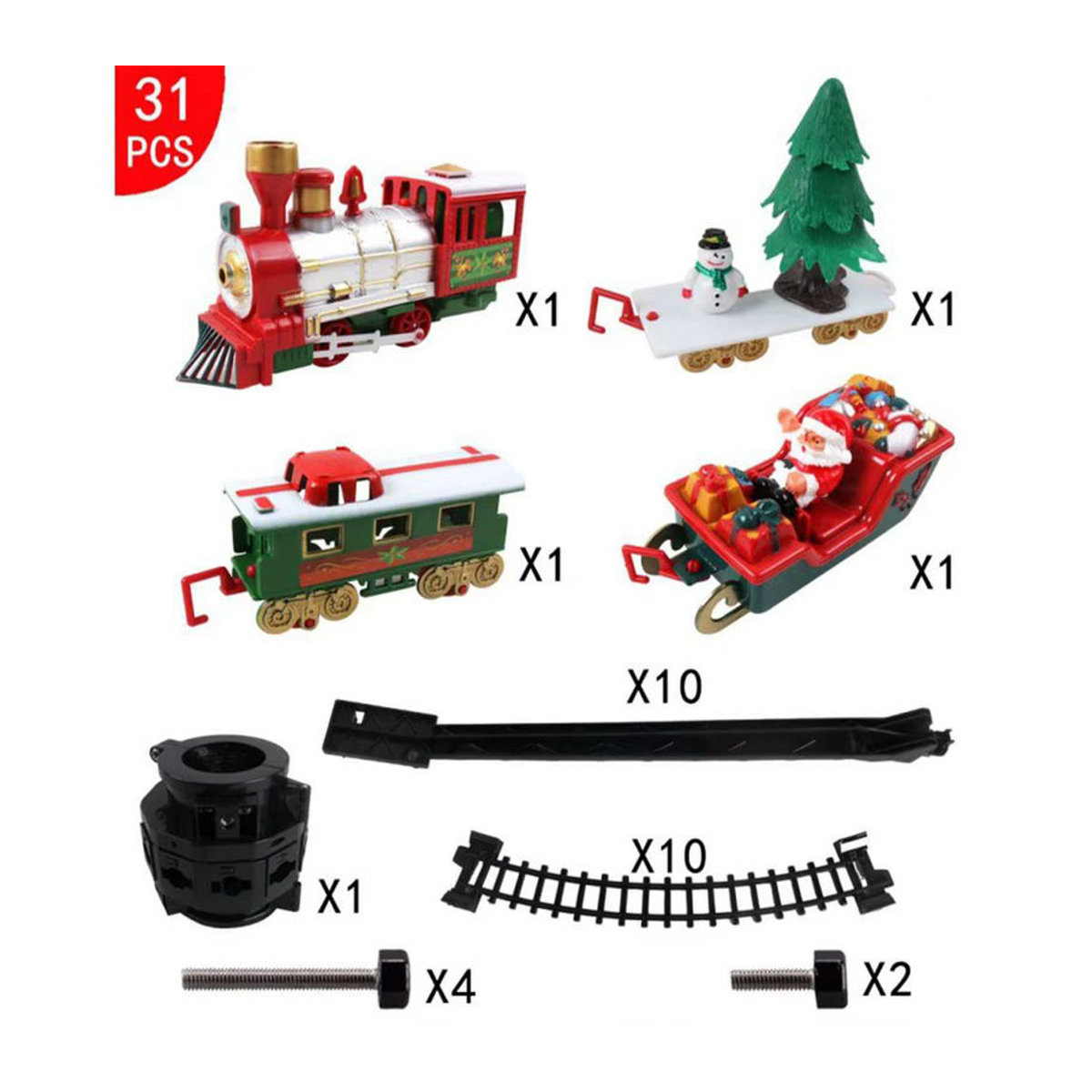 Elektrisches Weihnachts-Zugset für den Weihnachtsbaum, mehrfarbig, aus Kunststoff - Bild 5