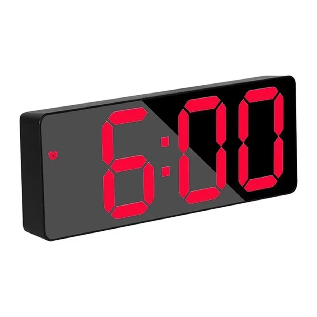 Elektronische Uhr mit großem Display und Sprachsteuerung in Schwarz und Orange mit Weckfunktion, Kalender und Temperaturüberwachung - Bild 1