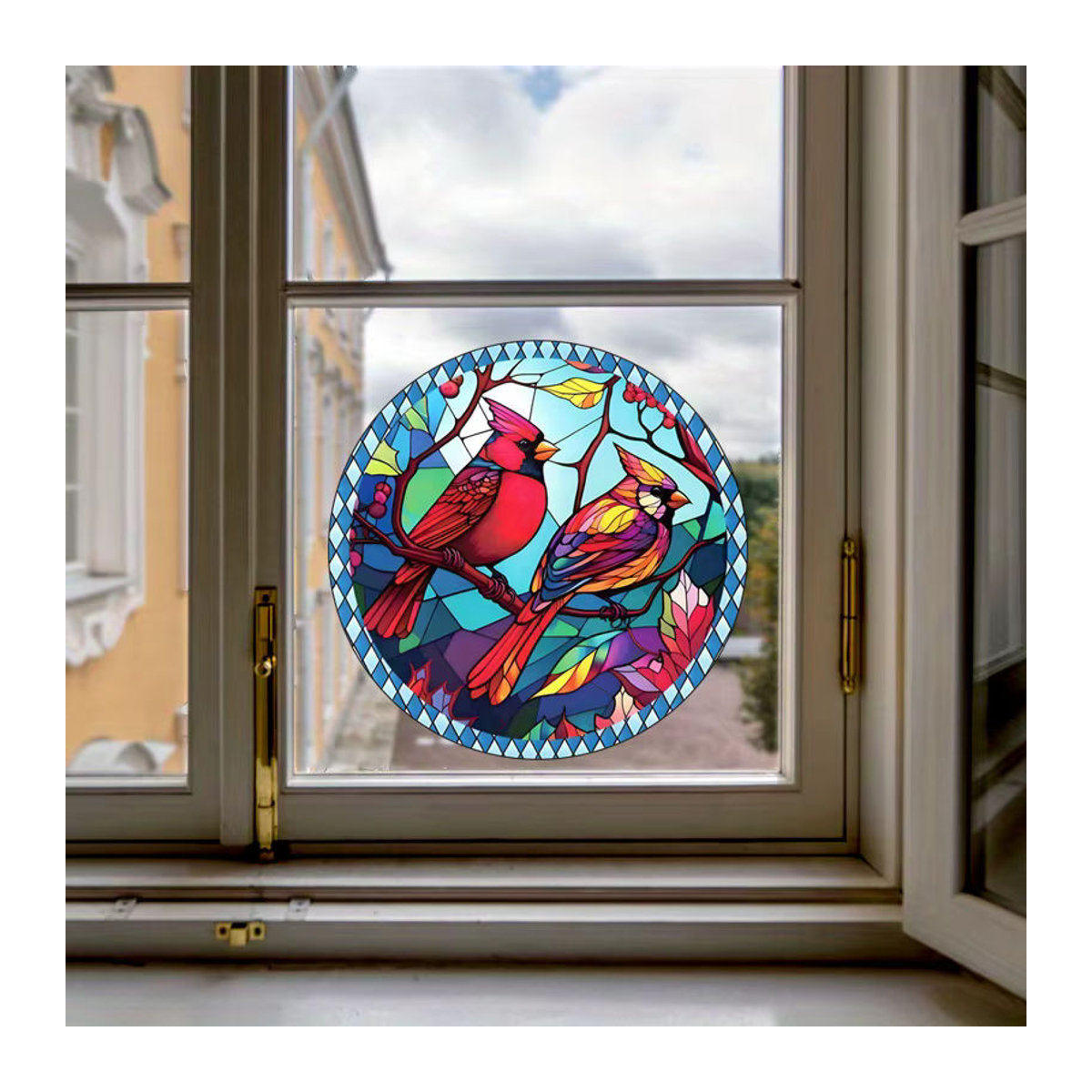 Elektrostatische Fensteraufkleber mit Frühlingsmotiv und Vögeln, mehrfarbig, florale Dekoration für Glasflächen und Glastüren - Bild 5