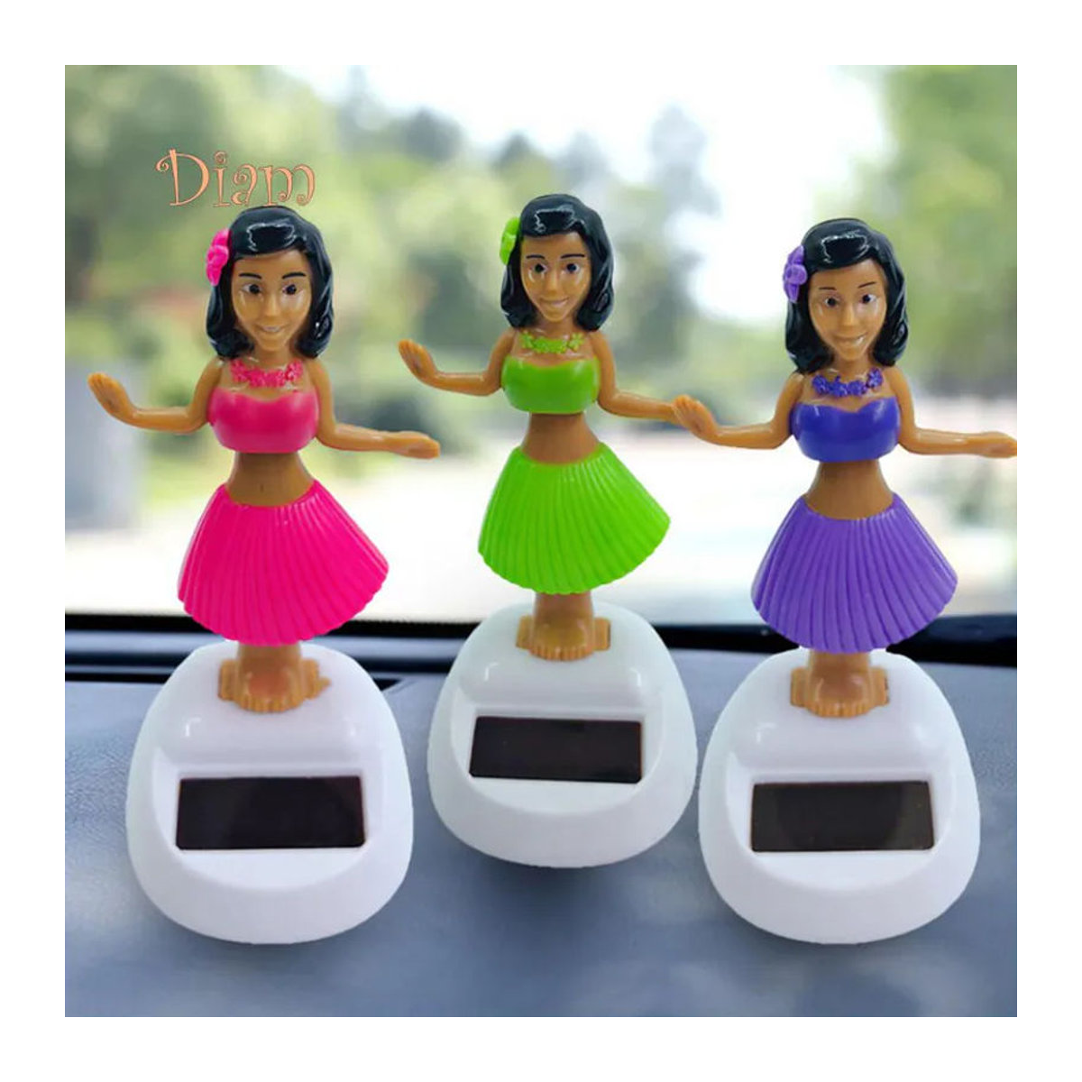Elens Store Solar Dancing Beach Girl Automatische Schaukel Auto-Innendekoration in Gelb - Bild 5