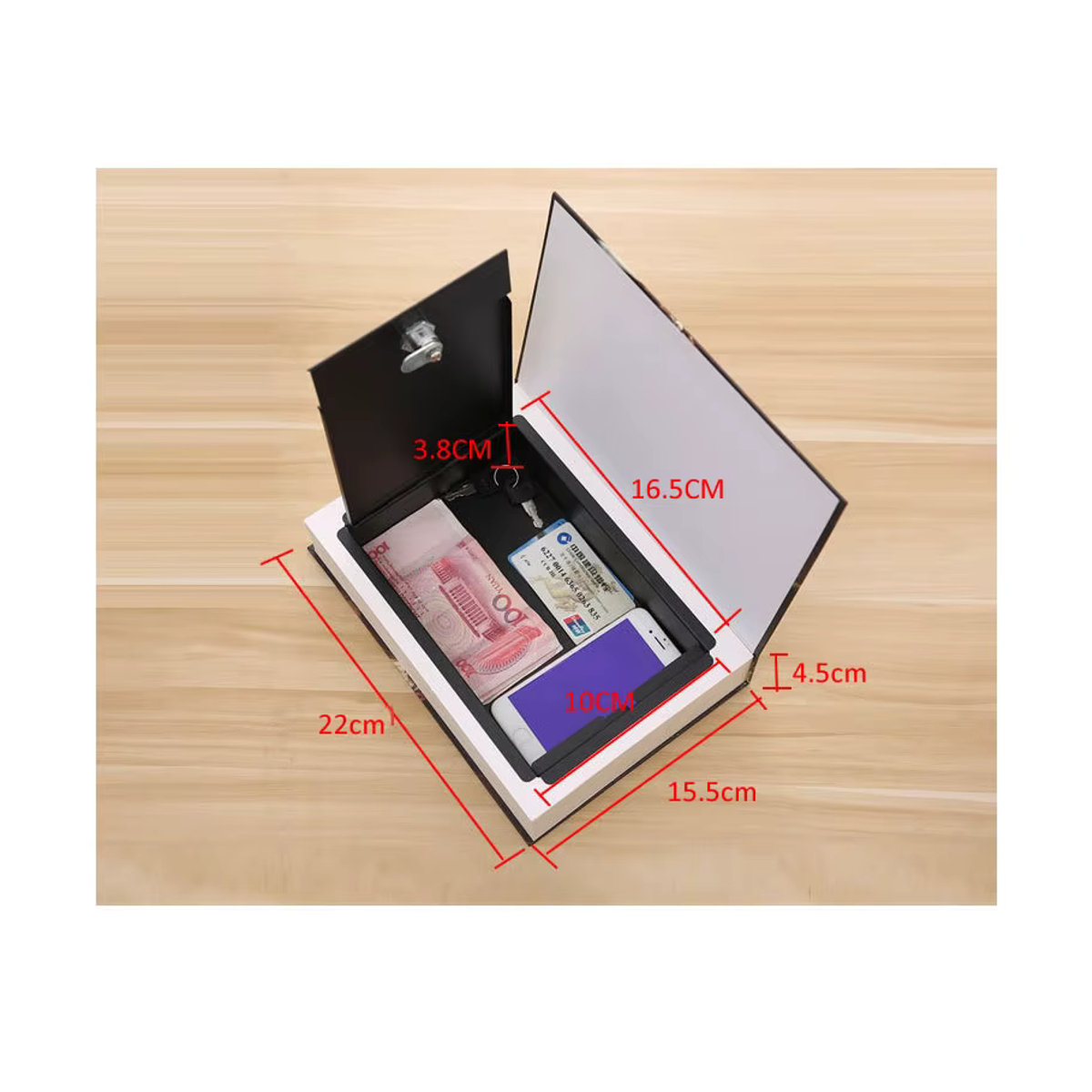 ELESABOX Kreatives Geheimbuch als versteckter Sicherheitssafe in Schwarz mit Codeschloss zur Aufbewahrung von Geld und Schmuck - Bild 2