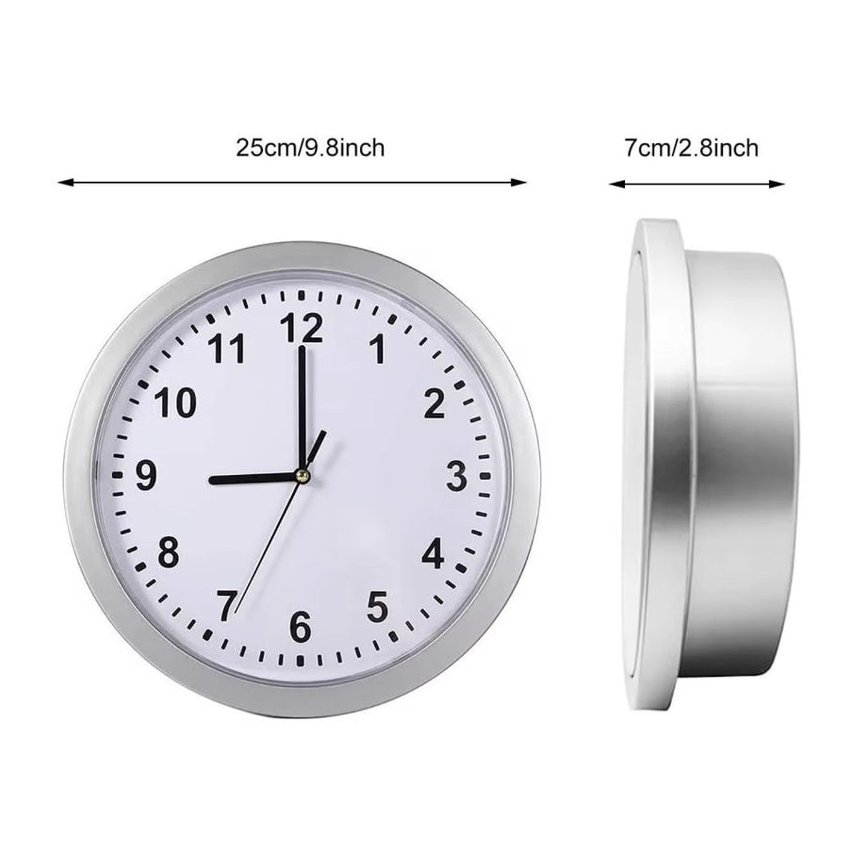ELESABOX Wanduhr mit verstecktem Fach aus Metall in Schwarz und Silber, runde analoge Dekoration mit Safe-Funktion für Wertsachen - Bild 2