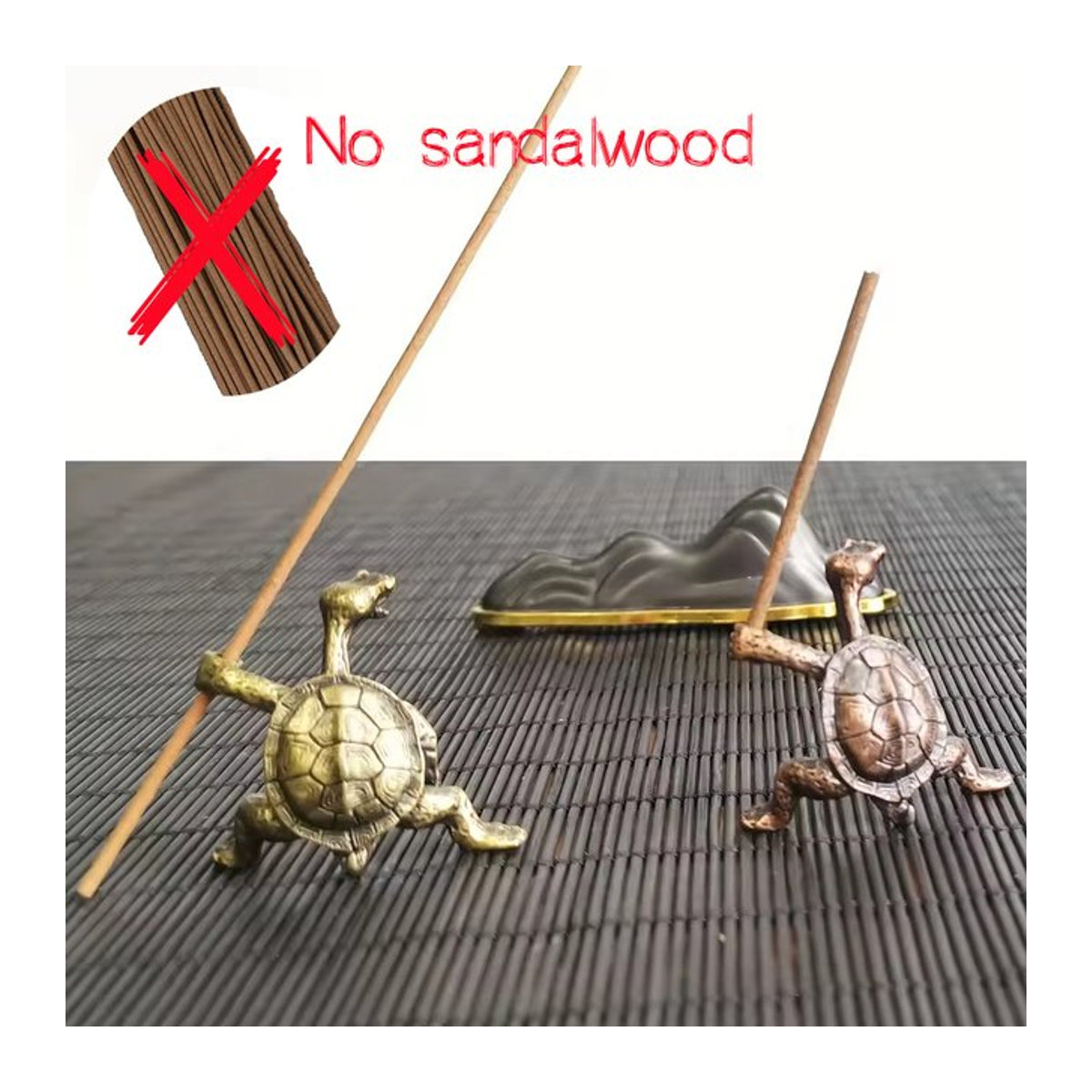 ELESAHOME Räucherstäbchenhalter Schildkröte in Vintage-Optik aus Metall, Farbe Bronze/Gold - Bild 1