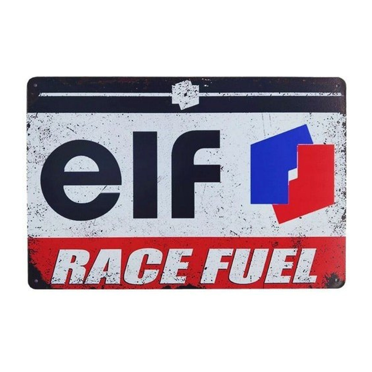 ELF Race Fuel Vintage Blechschild Retro Garage Tankstelle Dekor in Weiß, B: 20 cm, H: 14 cm - Bild 1