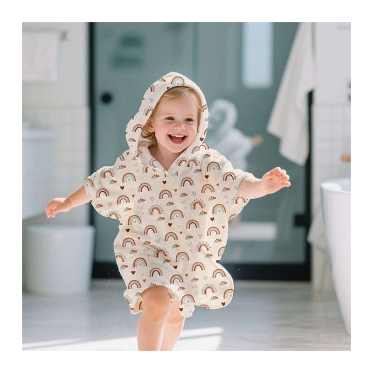 Elinfant Baby Badetuch mit Kapuze in Beige, weich und saugfähig für Kinder von 0 bis 3 Jahren - Bild 1