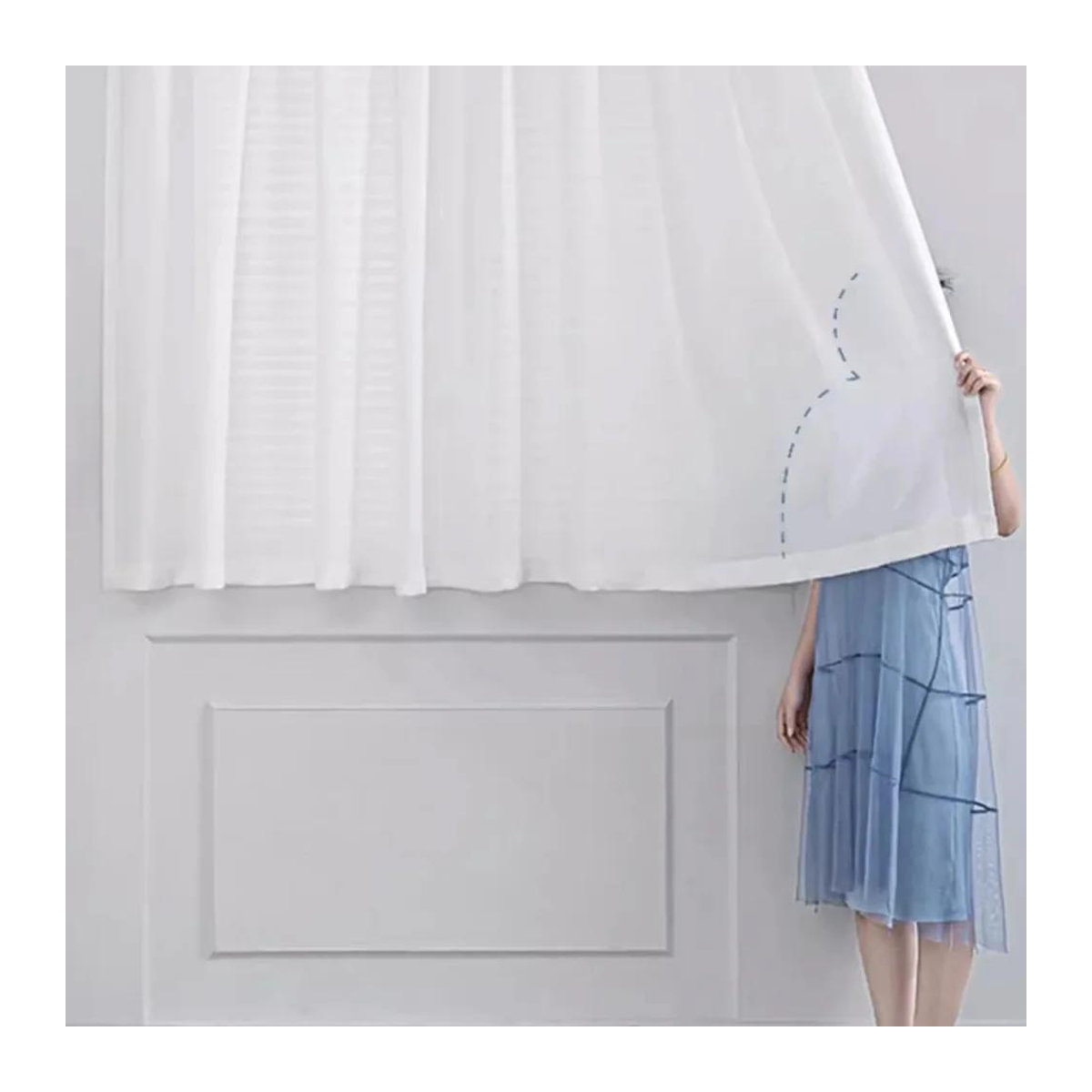 Elvies Trennfenstervorhang Set aus 2 Paneelen, semi-transparent, Weiß, B: 50 cm, H: 70 cm - Bild 1