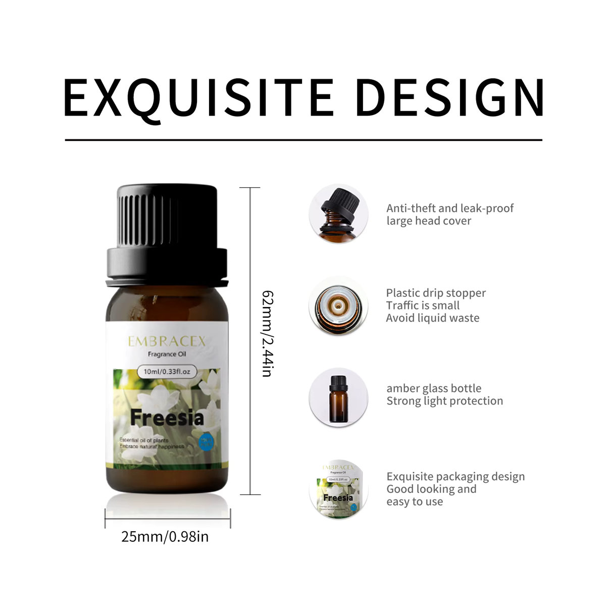 EMBRACEX Ätherisches Freesienöl mit floralem Duft für die Hautpflege und Körpermassage, 10 ml - Bild 2