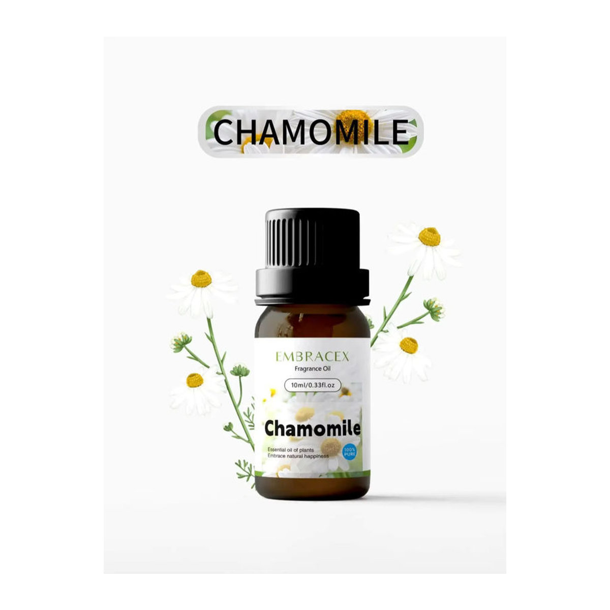 Embracex Ätherisches Kamillenöl in brauner Glasflasche, 10 ml für Hautpflege, Haarpflege und Diffusoren - Bild 4