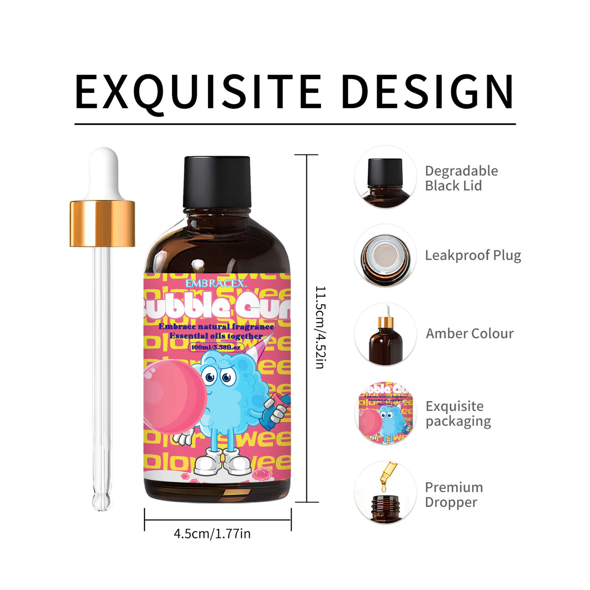 EMBRACEX Ätherisches Öl Bubble Gum Duftöl für Körperpflege, Massage und Kerzenherstellung, 100 ml - Bild 2