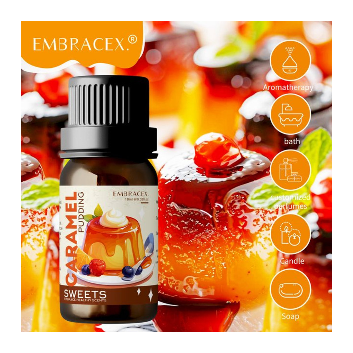 EMBRACEX Ätherisches Öl Karamell Pudding 10 ml in brauner Glasflasche für Diffusoren und Kerzen - Bild 1