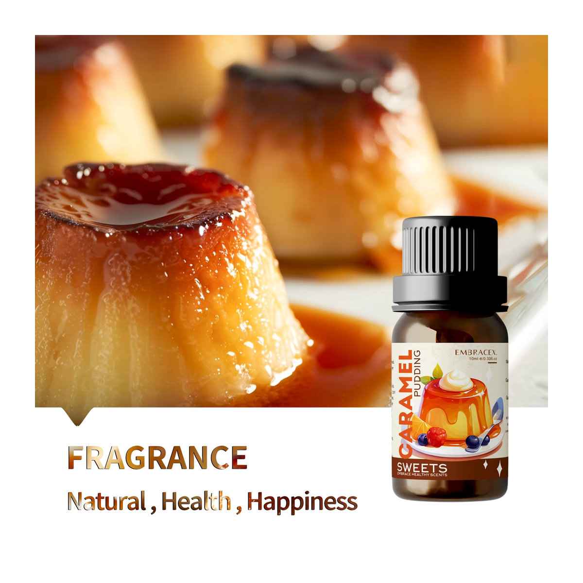 EMBRACEX Ätherisches Öl Karamell Pudding 10 ml in brauner Glasflasche für Diffusoren und Kerzen - Bild 2