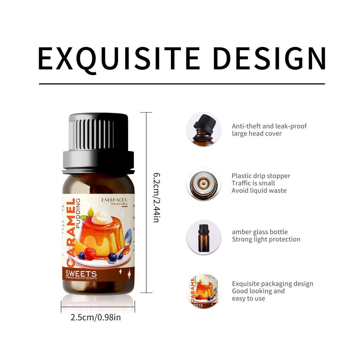 EMBRACEX Ätherisches Öl Karamell Pudding 10 ml in brauner Glasflasche für Diffusoren und Kerzen - Bild 4