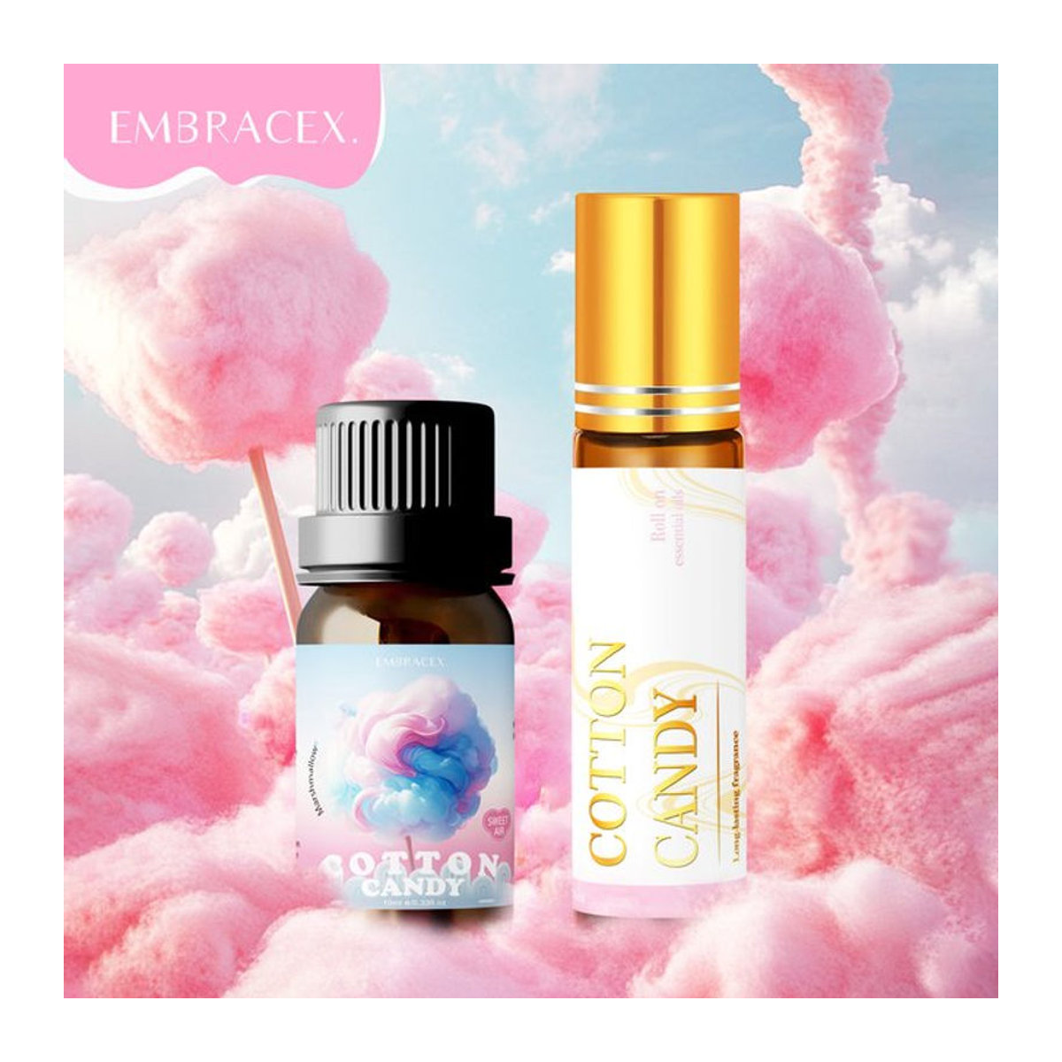 EMBRACEX Ätherisches Öl Marshmallow Zuckerwatte Aroma Roller aus Glas in Transparent für Aromatherapie und Entspannung - Bild 1