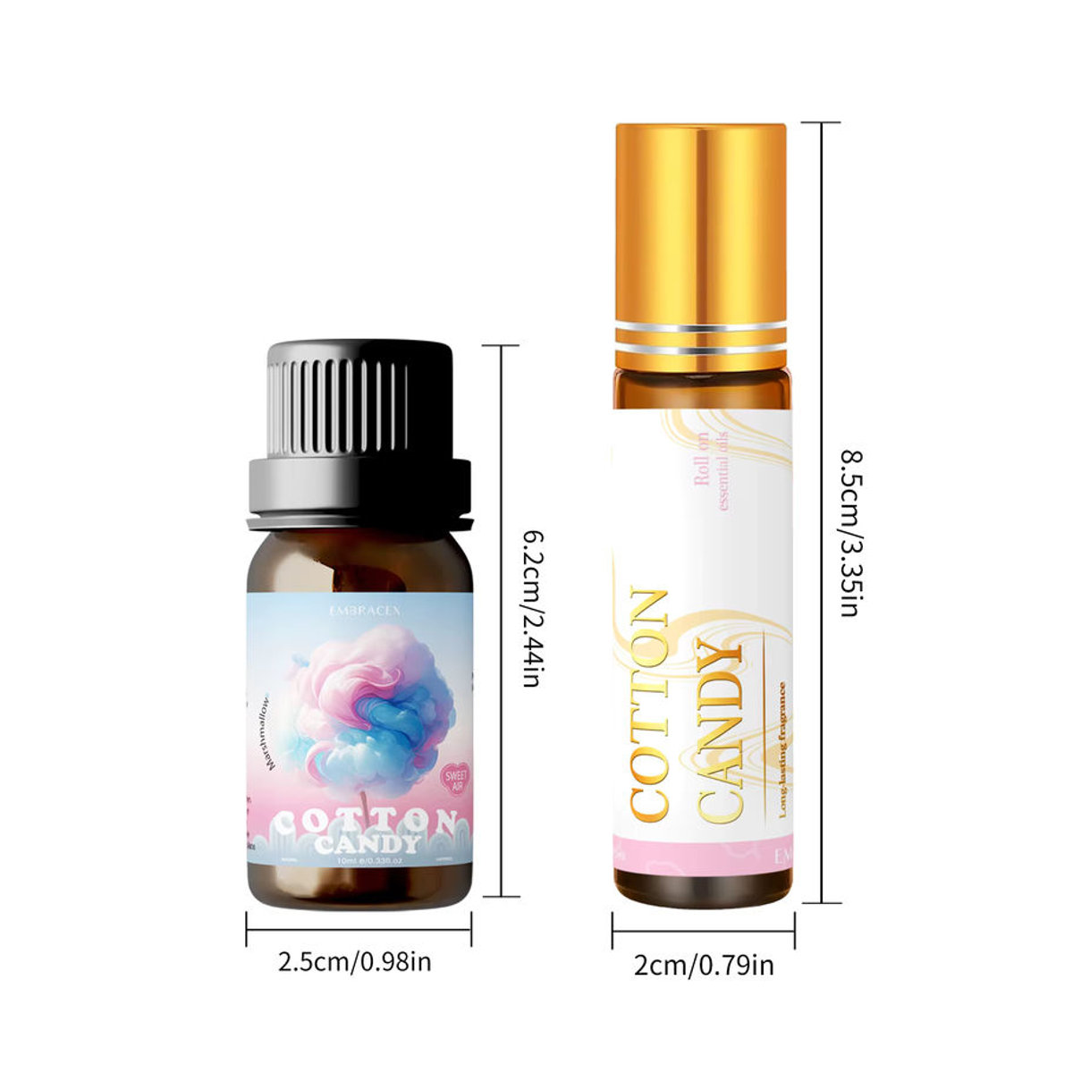 EMBRACEX Ätherisches Öl Marshmallow Zuckerwatte Aroma Roller aus Glas in Transparent für Aromatherapie und Entspannung - Bild 2