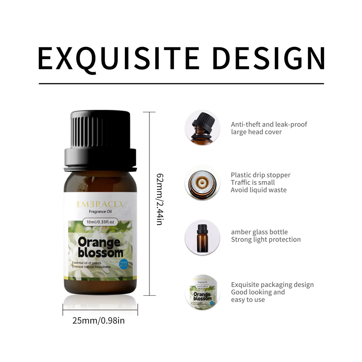 EMBRACEX Ätherisches Orangenblütenöl, floraler Duft für die Körperpflege, 10 ml - Bild 4