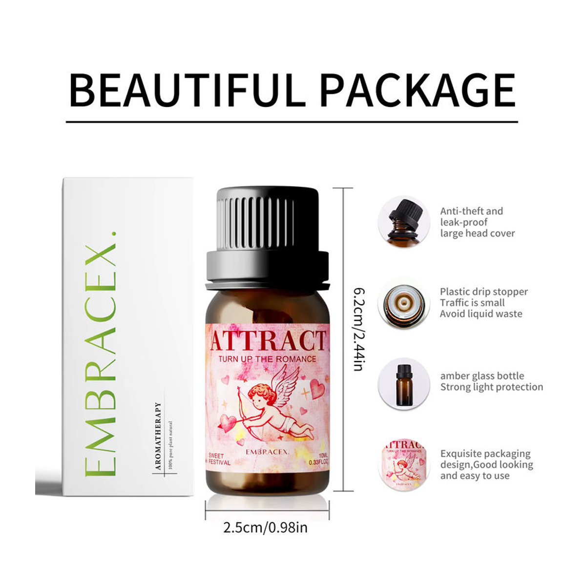 EMBRACEX Attract Ätherisches Öl mit floralem Duft, 10 ml in brauner Glasflasche - Bild 2