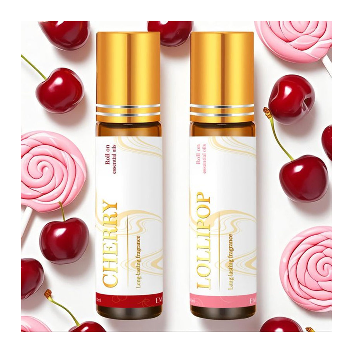 EMBRACEX Kirschlutscher-Roller mit ätherischen Ölen für Aromatherapie, Glas, rot/transparent, 10 ml - Bild 1