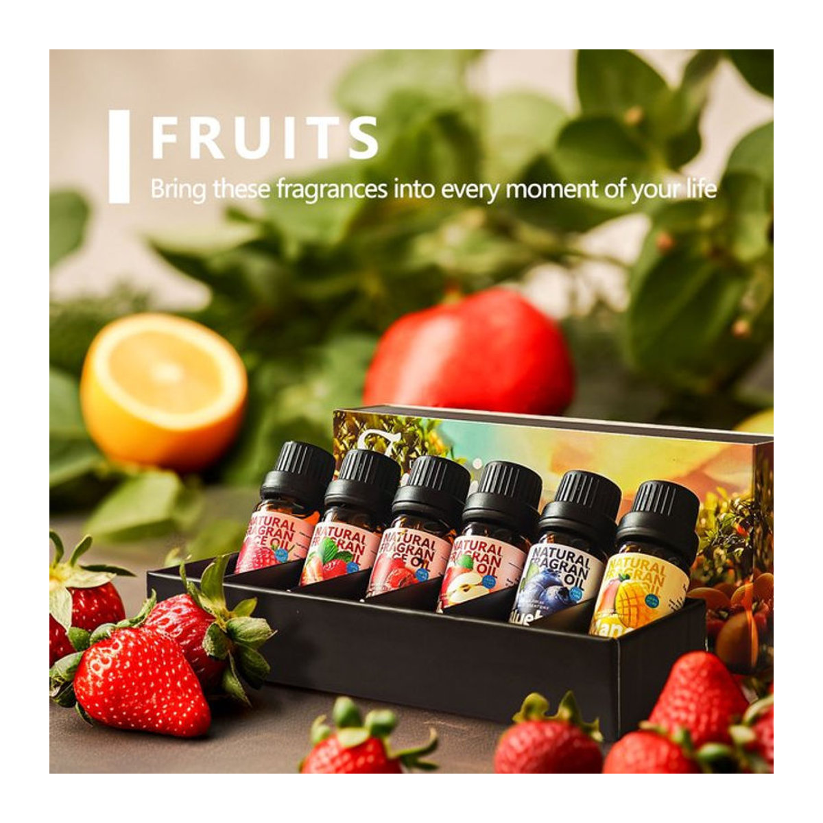 EMBRACEX Set mit 6 ätherischen Ölen aus natürlichen Kräuterextrakten in einer Geschenkbox, fruchtige und florale Düfte, mehrfarbig, Glas - Bild 1