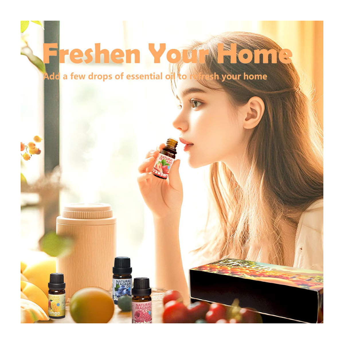 EMBRACEX Set mit 6 ätherischen Ölen aus natürlichen Kräuterextrakten in einer Geschenkbox, fruchtige und florale Düfte, mehrfarbig, Glas - Bild 2