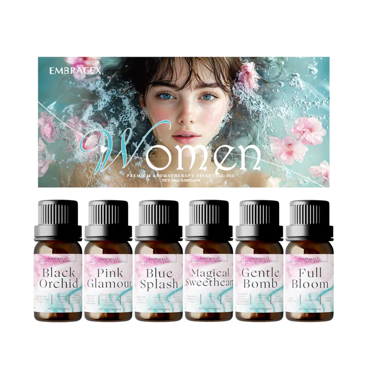 EMBRACEX Set mit 6 Premium Ätherischen Ölen, floraler Duft, 6 x 10 ml, mehrfarbig - Bild 2
