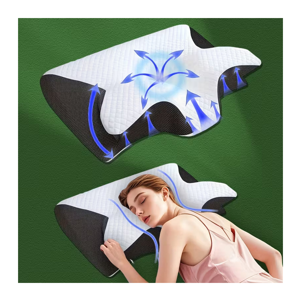 Emeka Butterfly Sleep Memory Nackenkissen aus Memory-Schaum, orthopädisches Schlafkissen in Schwarz oder Weiß - Bild 1