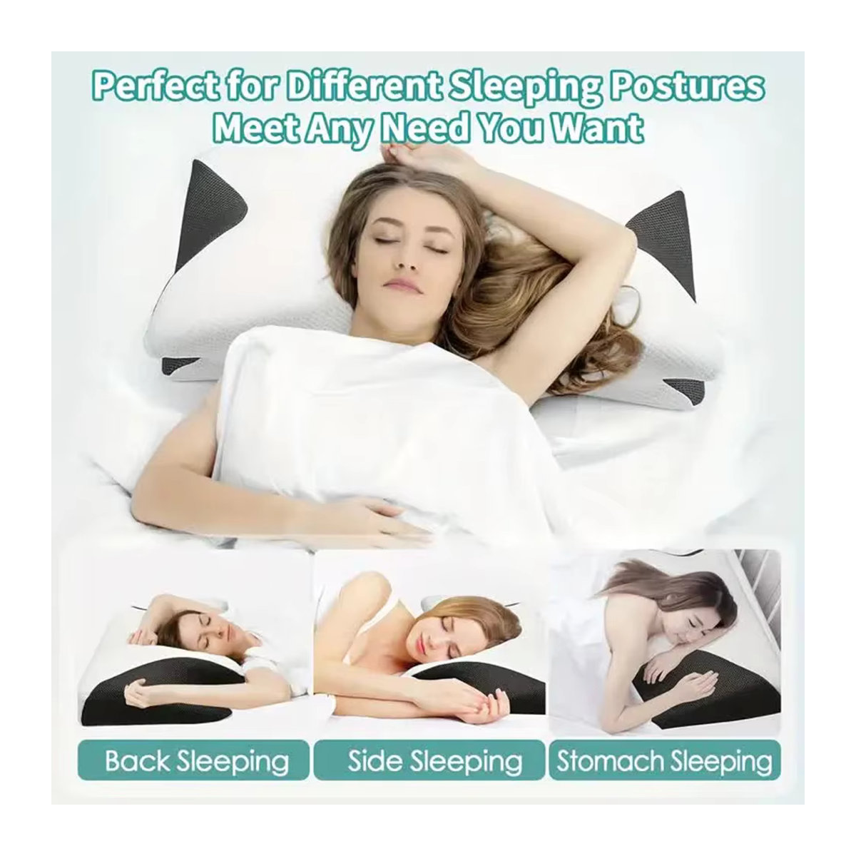 Emeka Butterfly Sleep Memory Nackenkissen aus Memory-Schaum, orthopädisches Schlafkissen in Schwarz oder Weiß - Bild 2