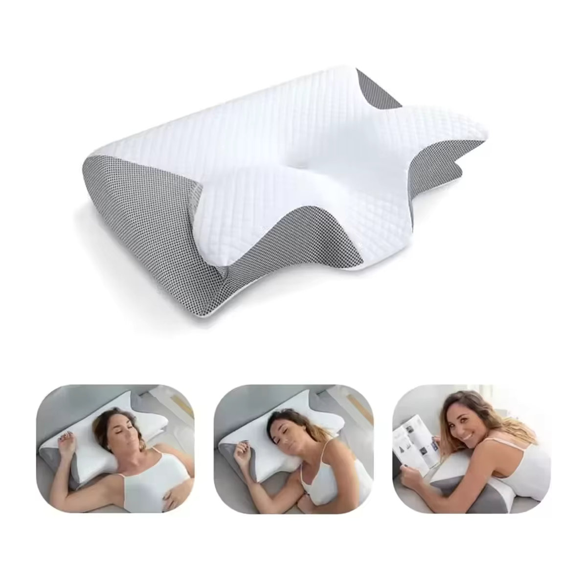 Emeka Butterfly Sleep Memory Nackenkissen aus Memory-Schaum, orthopädisches Schlafkissen in Schwarz oder Weiß - Bild 3