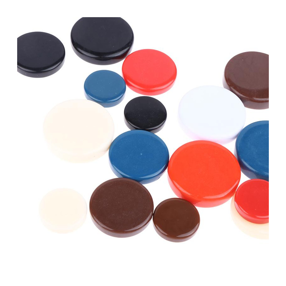 EmilyWoo Backgammon Schachfiguren aus Kunststoff, 15 Stück, Mehrfarbig und Braun, Durchmesser: 27 mm - Bild 1