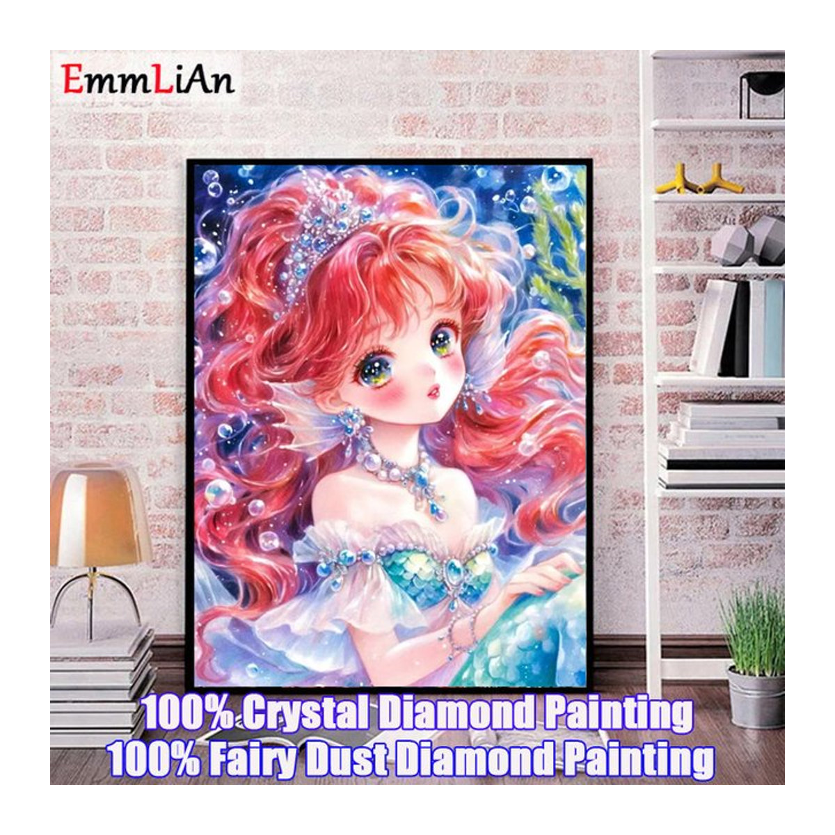 EmmLiAn Diamantmalerei Set Meerjungfrau und Prinzessin als Kristall Diamant Mosaik Kunst für Kinder, mehrfarbig - Bild 1