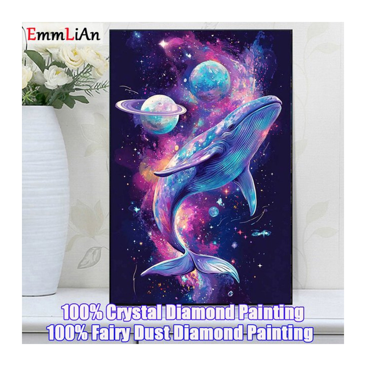 EmmLiAn DIY Diamantmalerei Set Wal und Delphin mit Kristall-Strass-Steinen in Mehrfarbig als Wandkunst Wandmontiert - Bild 1