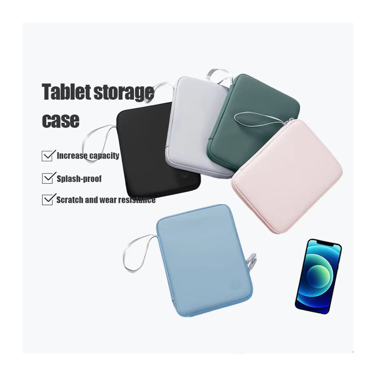 EMTRA Tablet-Hülle wasserdichte Reißverschlusstasche für iPad Pro, iPad Air und iPad Generationen in Rosa oder Grau - Bild 6