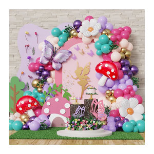 Enanal 147-teiliges Ballon-Set für Partydekoration mit Schmetterlingen, Gänseblümchen und Pilzen in Mehrfarbig für Geburtstag, Hochzeit oder Baby Shower