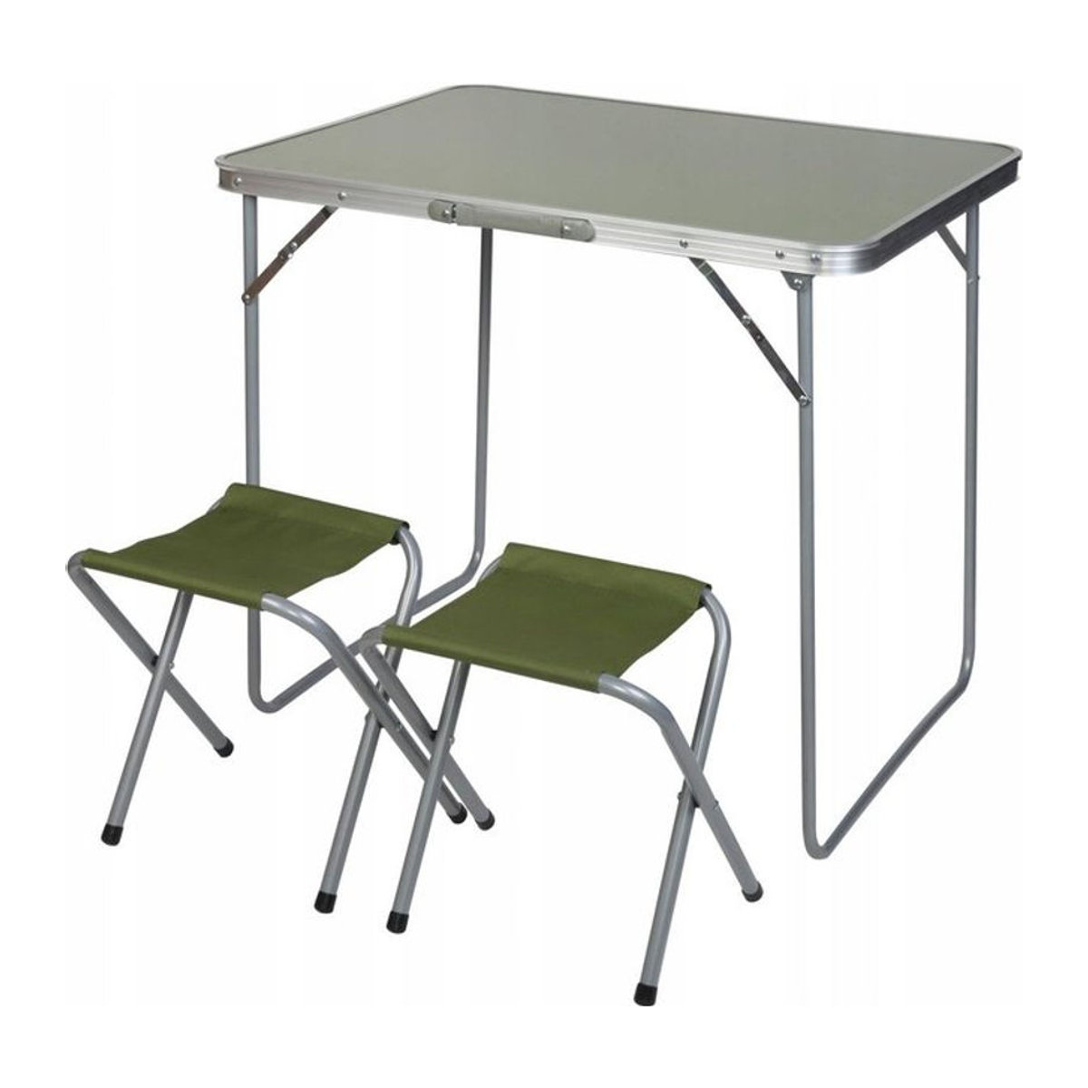 Enero Camp Faltbares Camping-Set aus Aluminium und Holzwerkstoff in Grün mit Tisch und 2 Stühlen - Bild 1