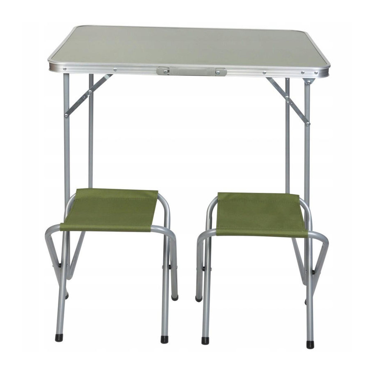 Enero Camp Faltbares Camping-Set aus Aluminium und Holzwerkstoff in Grün mit Tisch und 2 Stühlen - Bild 2