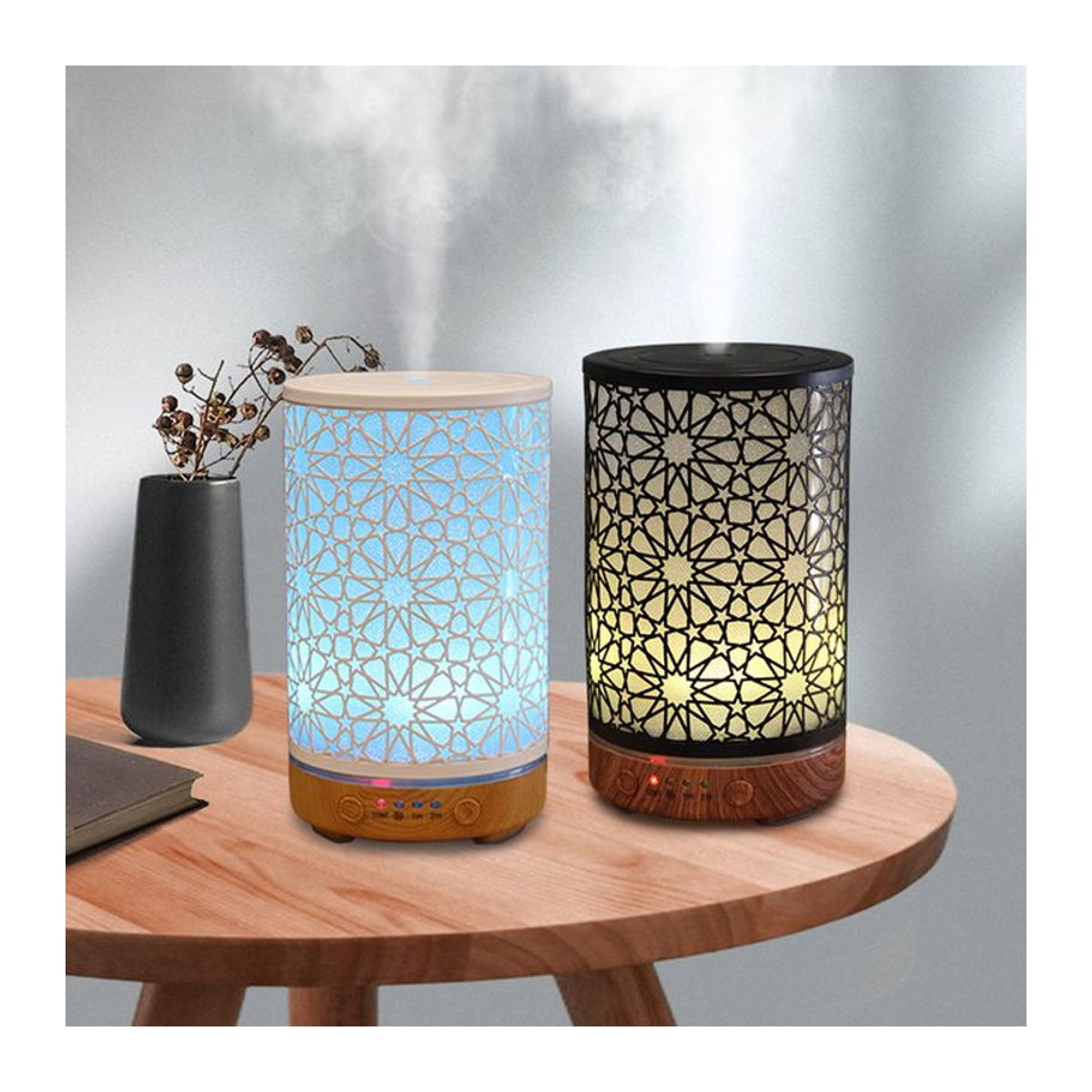 ENGRANVES Aromadiffusor mit Stern-Design und LED-Nachtlicht, Ultraschall-Luftbefeuchter für ätherische Öle, Weiß/Mehrfarbig - Bild 1